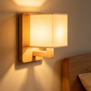 Japanese Style Wooden Linen Fabric Wall Lamp