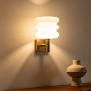 Vintage-Style Wave-Shaped Milky White Glass Wall Lamp